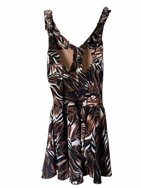 Brown, White & Black One-Piece Swimsuit NWT Sz 12 Tummy Control